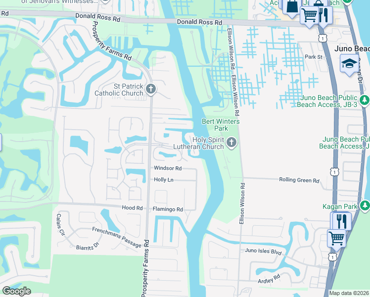 map of restaurants, bars, coffee shops, grocery stores, and more near 2299 Treasure Isle Drive in West Palm Beach