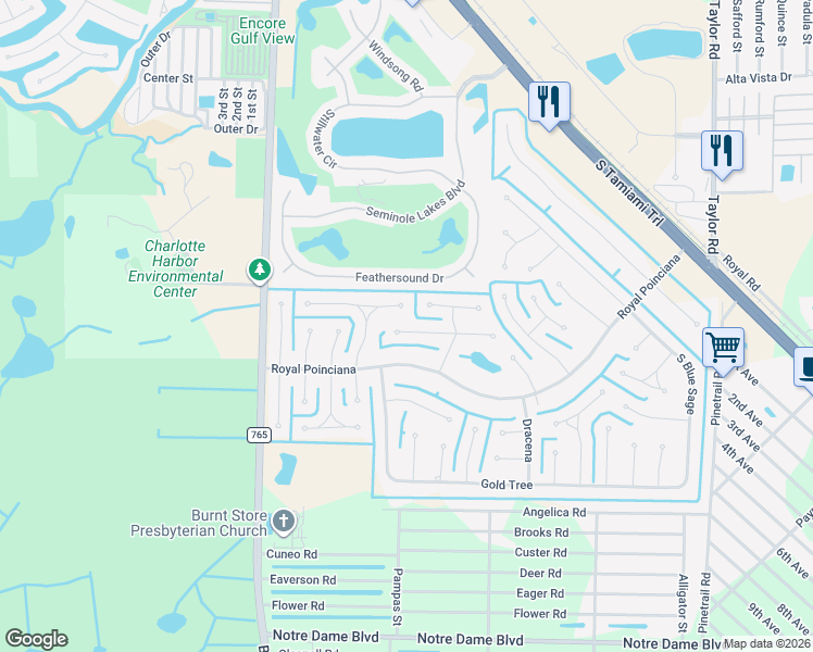 map of restaurants, bars, coffee shops, grocery stores, and more near 538 West Cashew in Punta Gorda