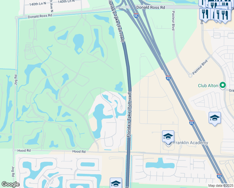 map of restaurants, bars, coffee shops, grocery stores, and more near 6169 Brandon Street in West Palm Beach