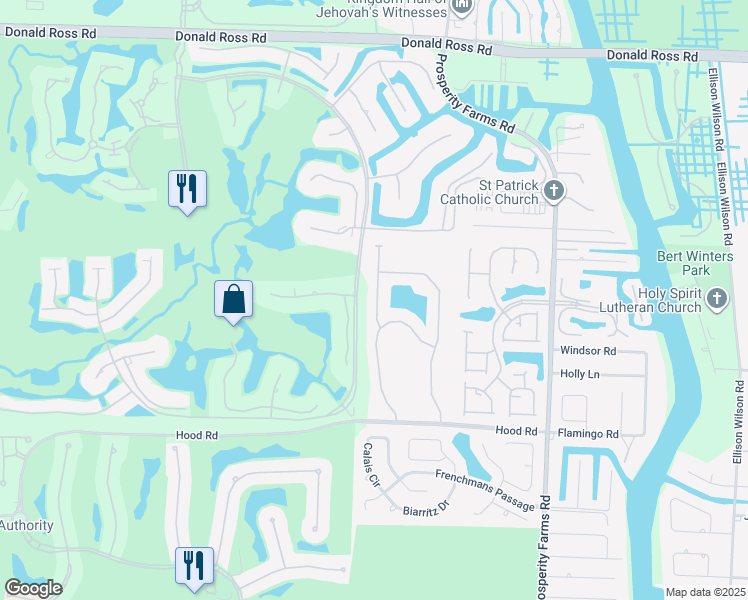 map of restaurants, bars, coffee shops, grocery stores, and more near 162 Oakwood Lane in Palm Beach Gardens