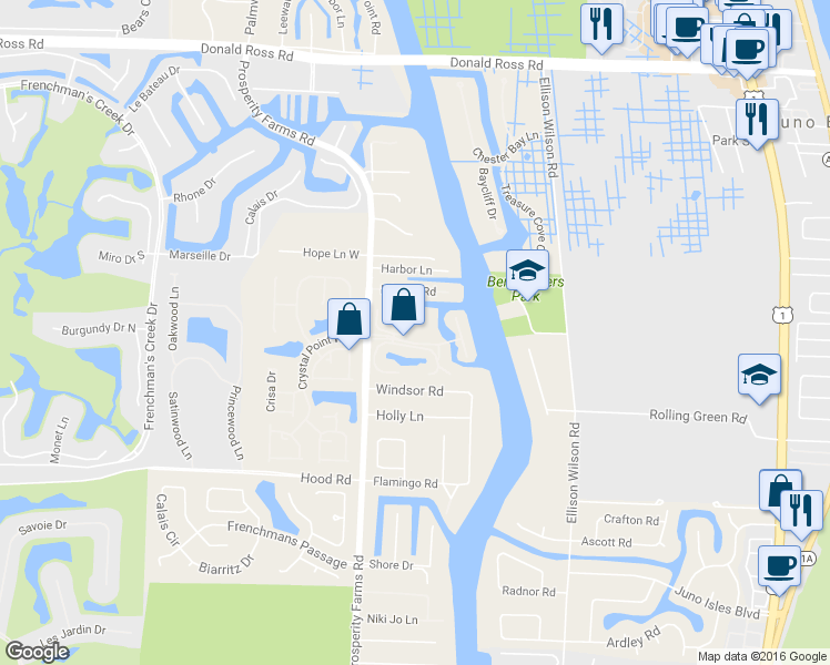 map of restaurants, bars, coffee shops, grocery stores, and more near 2399 Treasure Isle Drive in West Palm Beach
