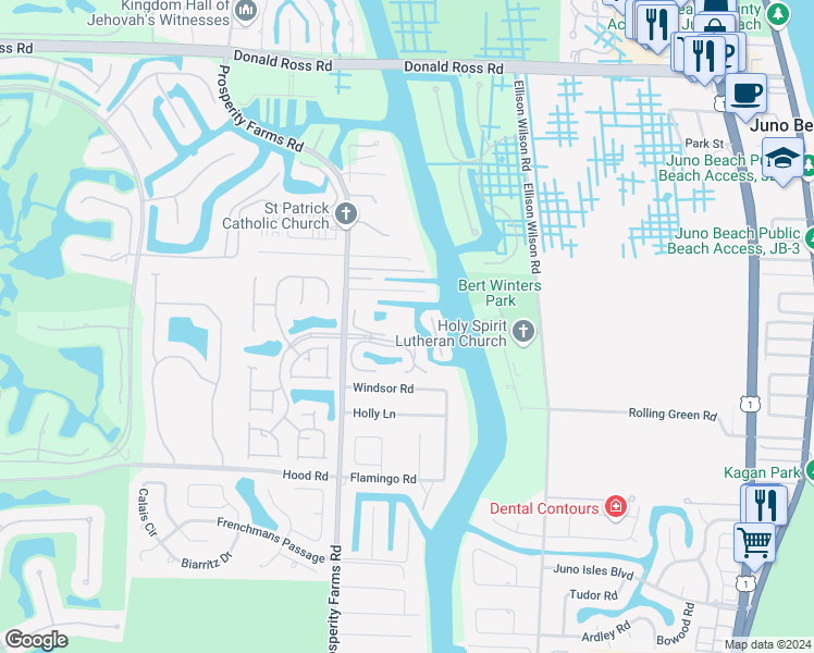 map of restaurants, bars, coffee shops, grocery stores, and more near 2299 Treasure Isle Drive in West Palm Beach