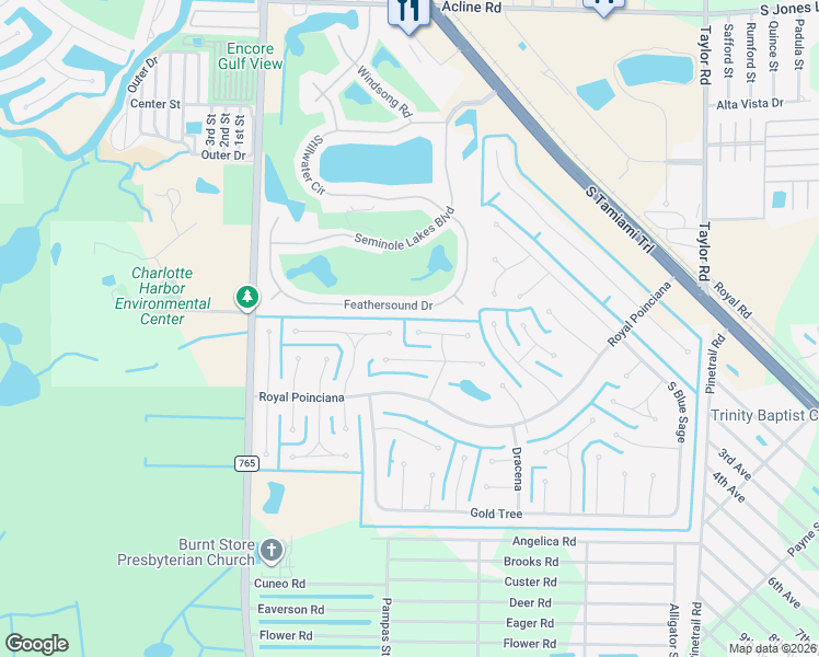map of restaurants, bars, coffee shops, grocery stores, and more near 517 Tabebuia Tree in Punta Gorda