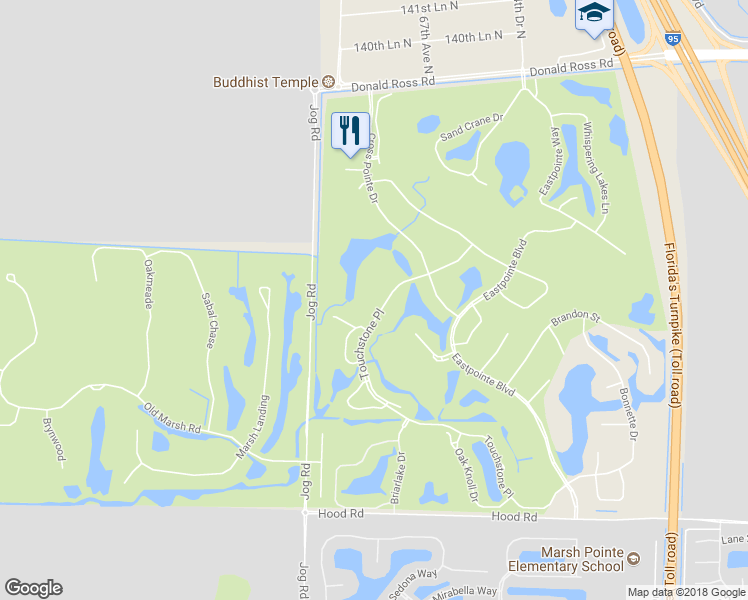 map of restaurants, bars, coffee shops, grocery stores, and more near 13311 Touchstone Place in West Palm Beach