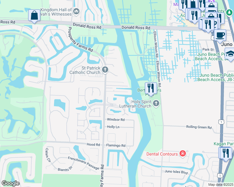 map of restaurants, bars, coffee shops, grocery stores, and more near 2429 Edward Road in West Palm Beach