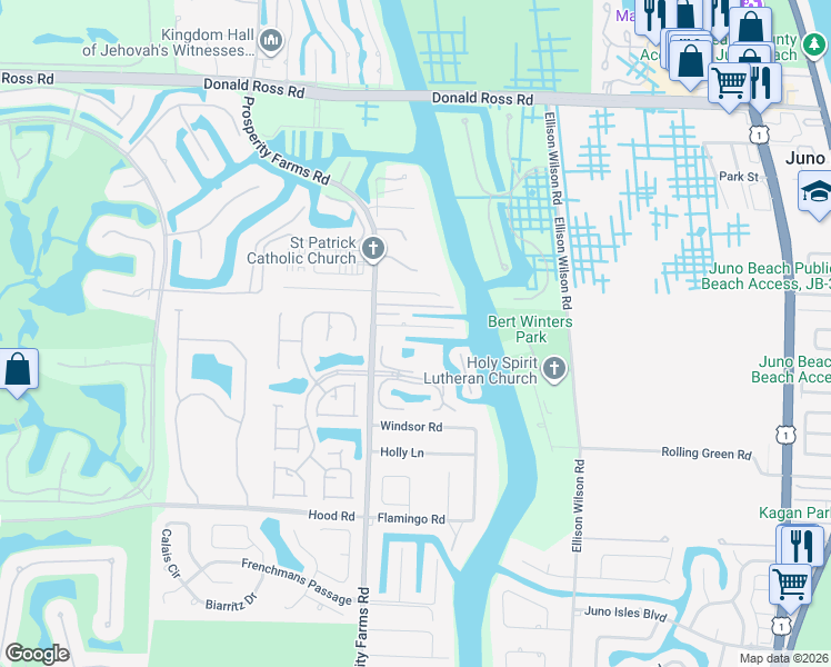map of restaurants, bars, coffee shops, grocery stores, and more near 2429 Edward Road in West Palm Beach