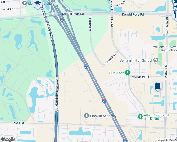 map of restaurants, bars, coffee shops, grocery stores, and more near Highway 9 in Palm Beach Gardens