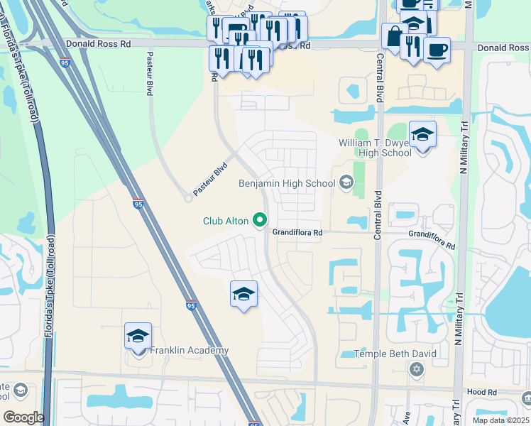 map of restaurants, bars, coffee shops, grocery stores, and more near Alton Road in Palm Beach Gardens