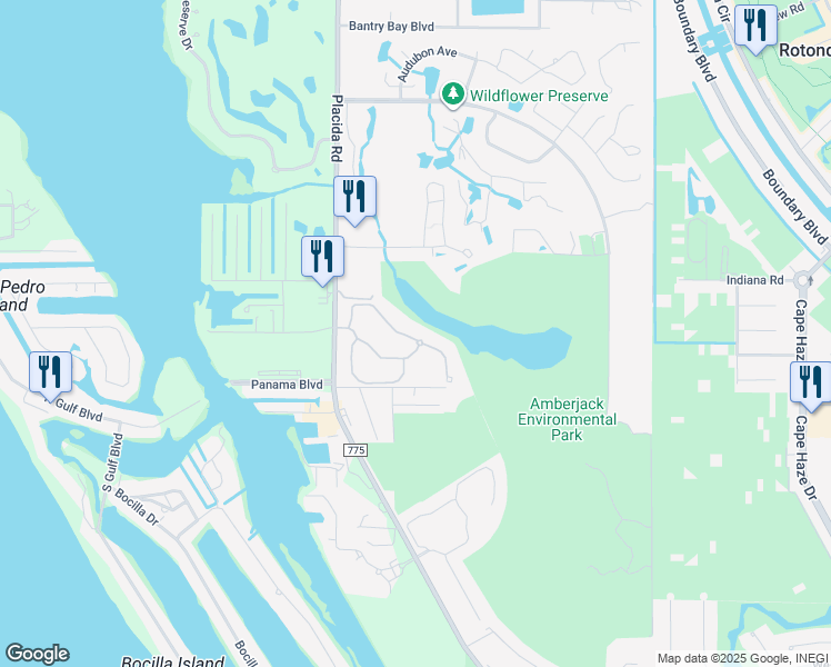 map of restaurants, bars, coffee shops, grocery stores, and more near 8571 Amberjack Circle in Englewood