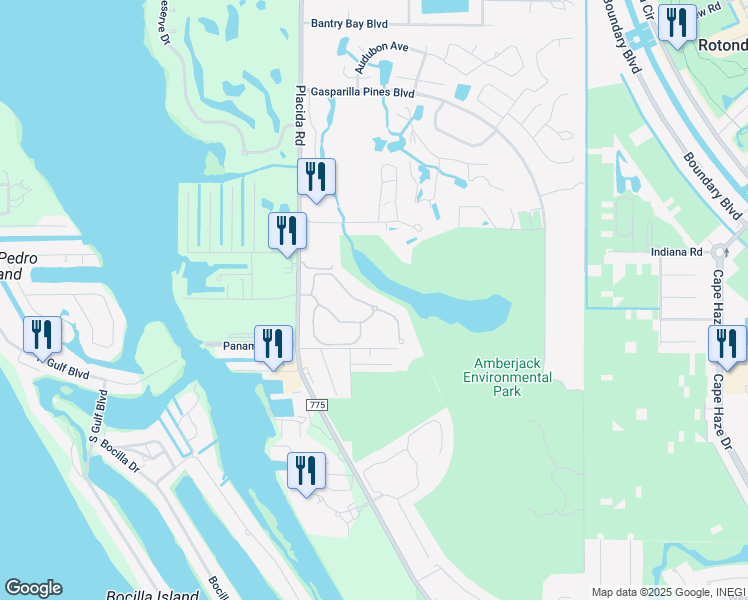 map of restaurants, bars, coffee shops, grocery stores, and more near 8571 Amberjack Circle in Englewood