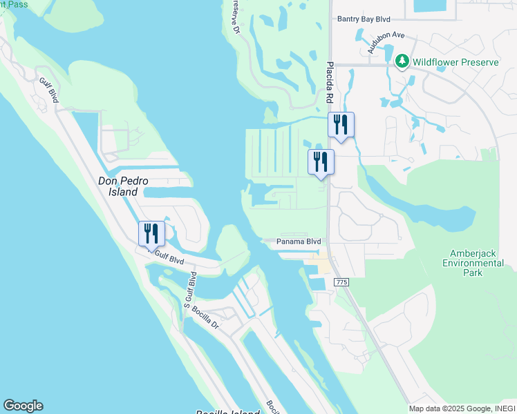 map of restaurants, bars, coffee shops, grocery stores, and more near 8068 Bay Point Drive in Englewood