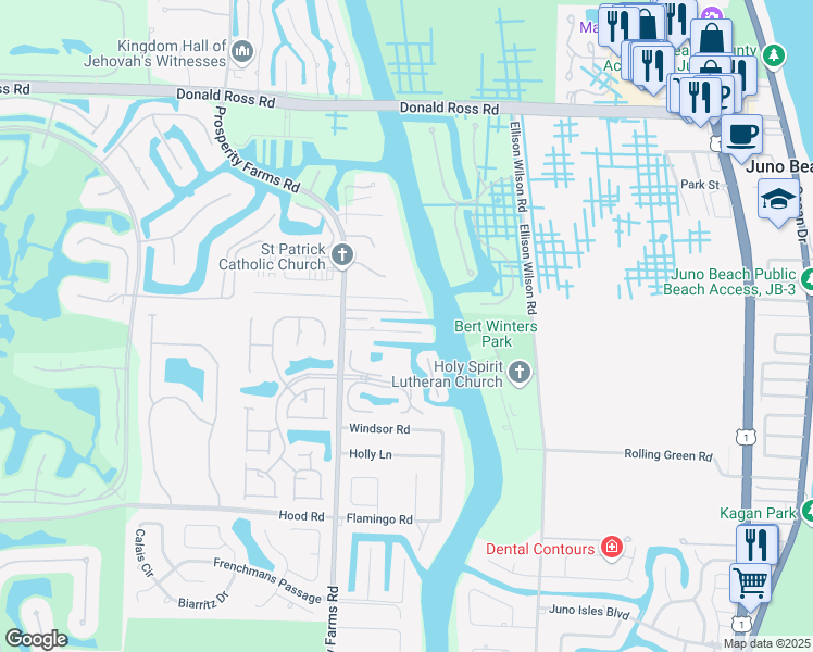 map of restaurants, bars, coffee shops, grocery stores, and more near 2339 Edward Road in West Palm Beach