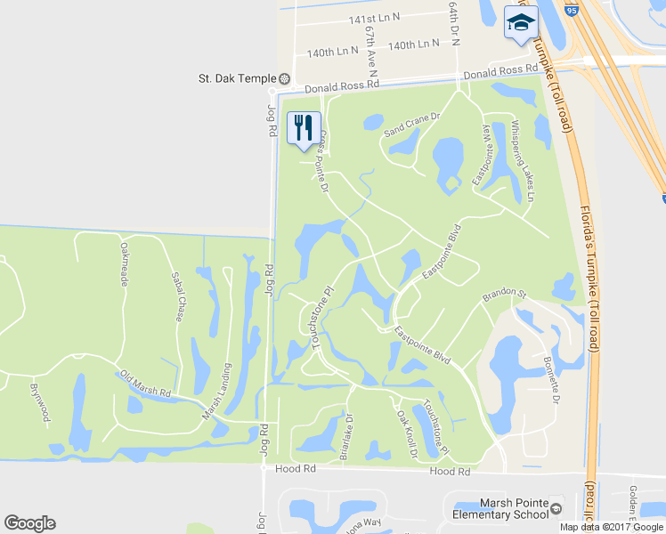 map of restaurants, bars, coffee shops, grocery stores, and more near 13311 Touchstone Place in West Palm Beach