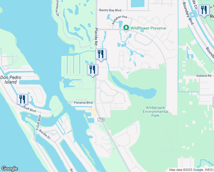 map of restaurants, bars, coffee shops, grocery stores, and more near 8540 Amberjack Circle in Englewood
