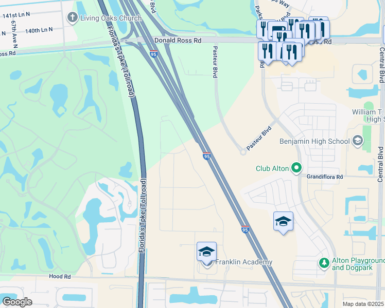 map of restaurants, bars, coffee shops, grocery stores, and more near 13230 Faberge Place in Palm Beach Gardens