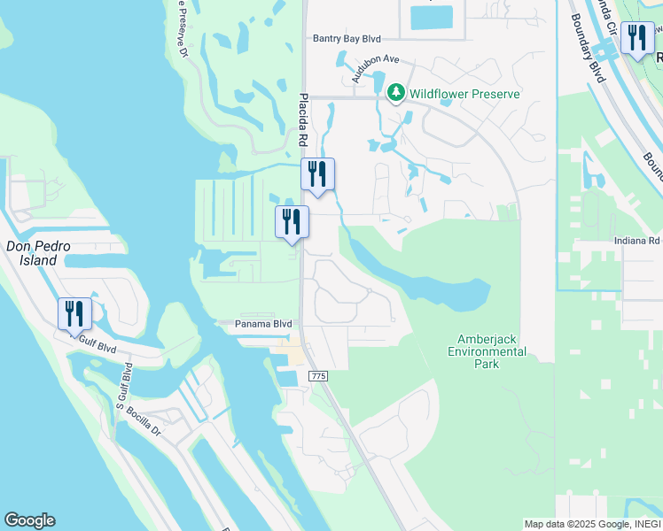 map of restaurants, bars, coffee shops, grocery stores, and more near 8520 Amberjack Circle in Englewood