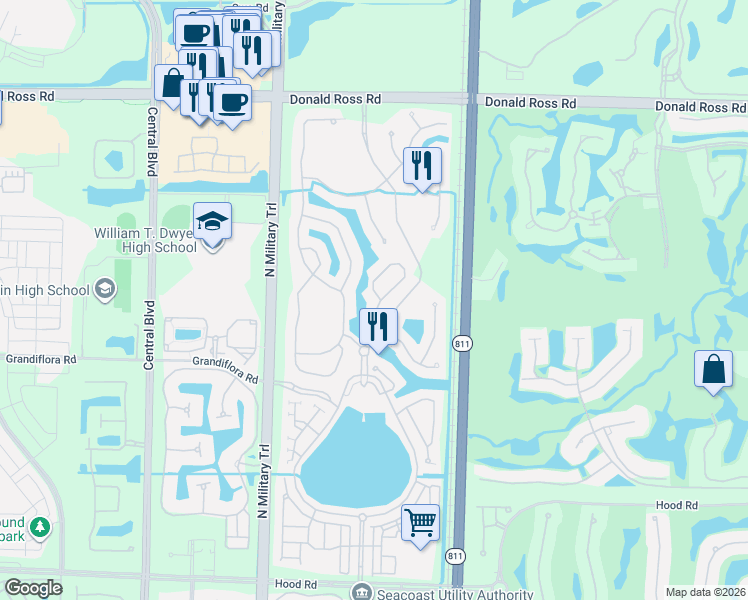 map of restaurants, bars, coffee shops, grocery stores, and more near 770 Bocce Ct in Palm Beach Gardens