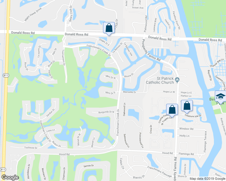 map of restaurants, bars, coffee shops, grocery stores, and more near 3079 Miro Drive South in Palm Beach Gardens