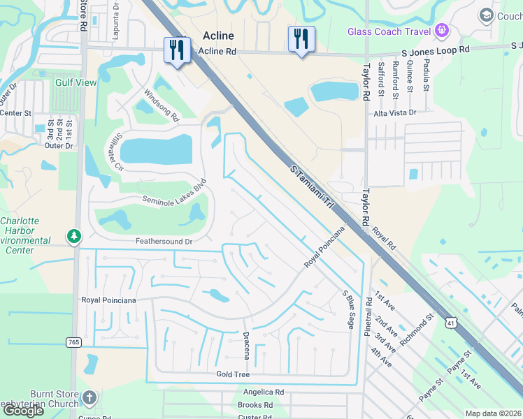 map of restaurants, bars, coffee shops, grocery stores, and more near 7160 North Blue Sage in Punta Gorda