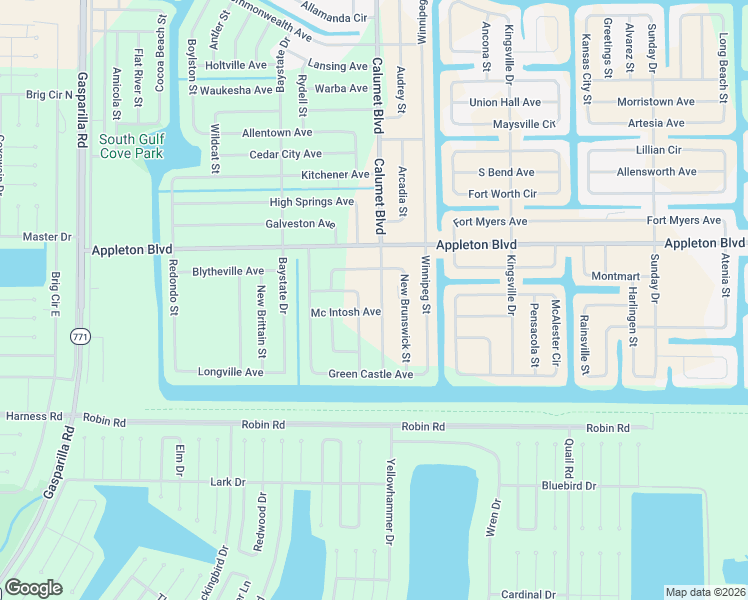 map of restaurants, bars, coffee shops, grocery stores, and more near 10395 Calumet Boulevard in Port Charlotte