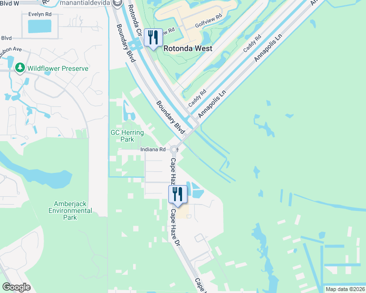 map of restaurants, bars, coffee shops, grocery stores, and more near 3583 Cape Haze Drive in Rotonda West