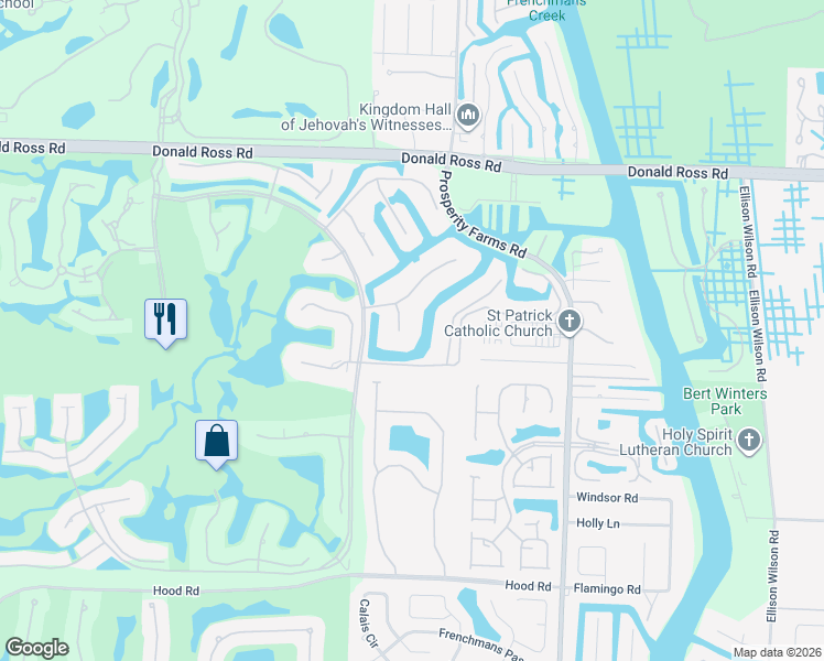 map of restaurants, bars, coffee shops, grocery stores, and more near 13614 Rhone Circle in Palm Beach Gardens