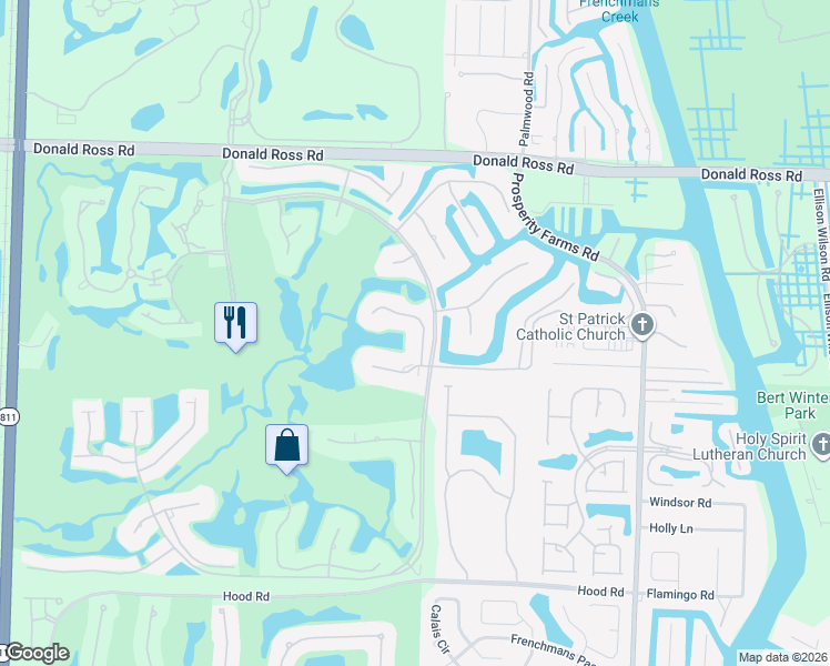 map of restaurants, bars, coffee shops, grocery stores, and more near 3074 Miro Dr N in Palm Beach Gardens