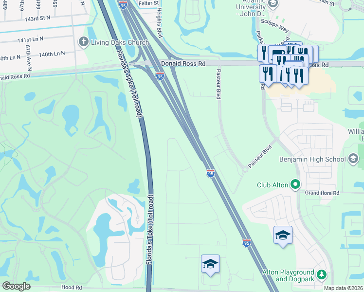 map of restaurants, bars, coffee shops, grocery stores, and more near 13286 Artisan Circle in Palm Beach Gardens