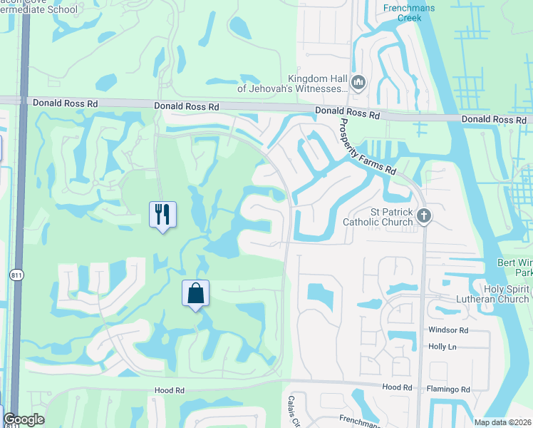 map of restaurants, bars, coffee shops, grocery stores, and more near 3110 Miro Drive South in Palm Beach Gardens