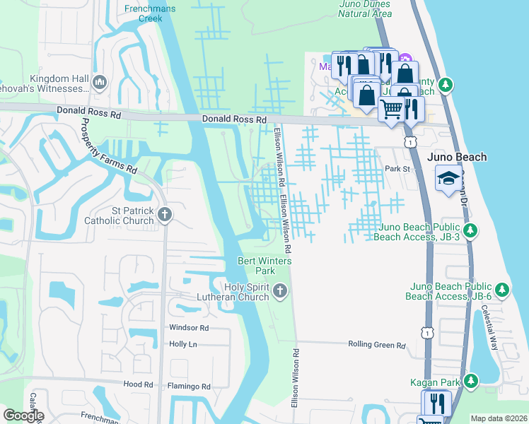 map of restaurants, bars, coffee shops, grocery stores, and more near 13629 Treasure Cove Circle in North Palm Beach
