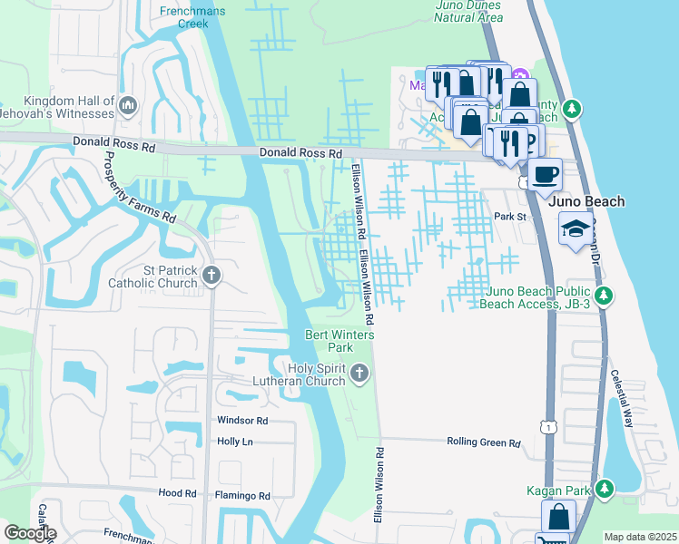 map of restaurants, bars, coffee shops, grocery stores, and more near 13816 Baycliff Drive in North Palm Beach