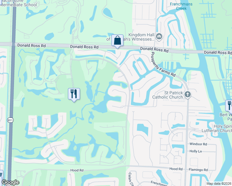 map of restaurants, bars, coffee shops, grocery stores, and more near 3146 Miro Drive North in Palm Beach Gardens