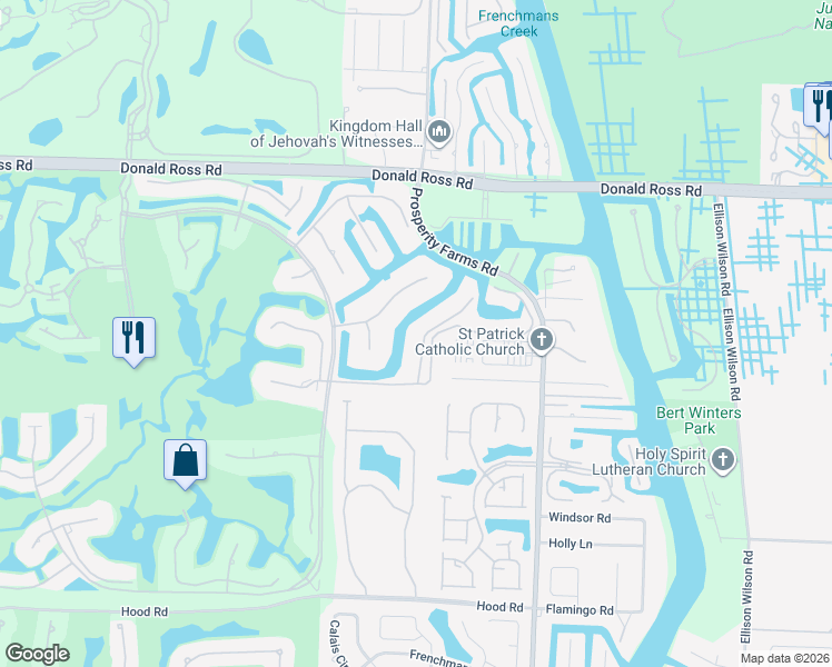 map of restaurants, bars, coffee shops, grocery stores, and more near 2859 Calais Circle in West Palm Beach