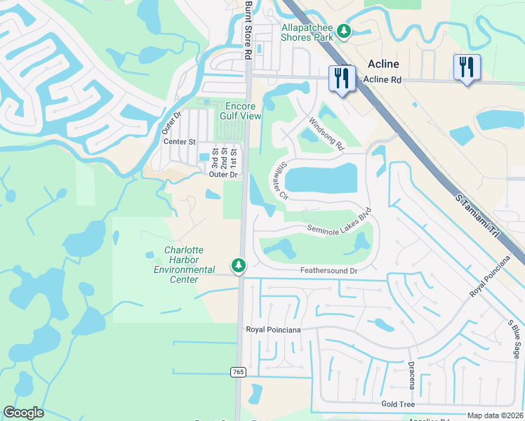 map of restaurants, bars, coffee shops, grocery stores, and more near 26039 Feathersound Drive in Punta Gorda