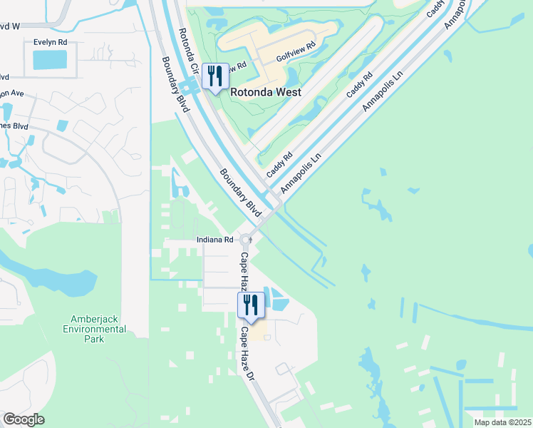 map of restaurants, bars, coffee shops, grocery stores, and more near 40 Boundary Boulevard in Rotonda West