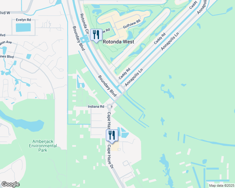 map of restaurants, bars, coffee shops, grocery stores, and more near 40 Boundary Boulevard in Rotonda West