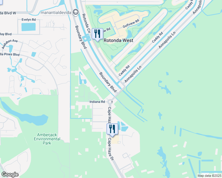 map of restaurants, bars, coffee shops, grocery stores, and more near 49 Boundary Boulevard in Rotonda West