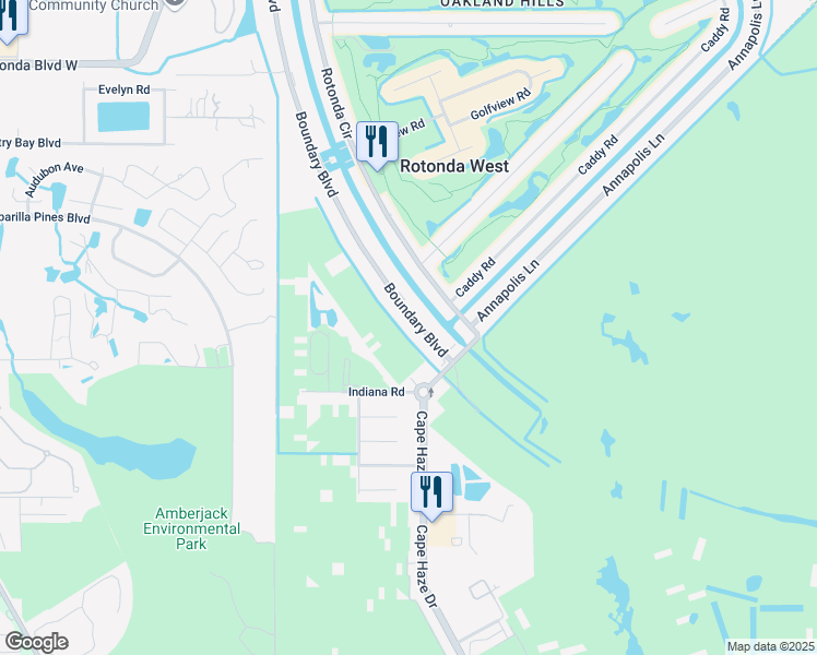 map of restaurants, bars, coffee shops, grocery stores, and more near 56 Boundary Boulevard in Rotonda West