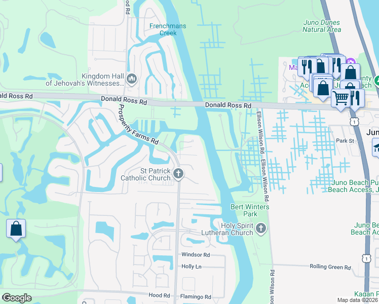 map of restaurants, bars, coffee shops, grocery stores, and more near 2459 Cardinal Lane in Palm Beach Gardens