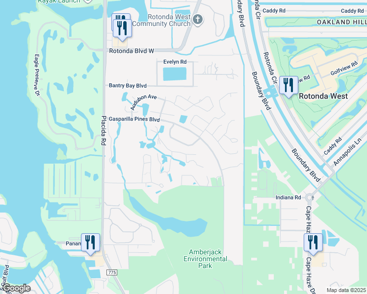 map of restaurants, bars, coffee shops, grocery stores, and more near 6796 Gasparilla Pines Boulevard in Englewood