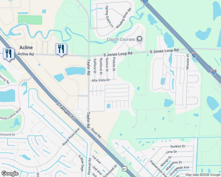 map of restaurants, bars, coffee shops, grocery stores, and more near 27 North Manatee Loop in Punta Gorda