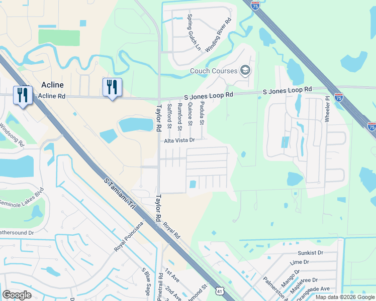 map of restaurants, bars, coffee shops, grocery stores, and more near 27 North Manatee Loop in Punta Gorda