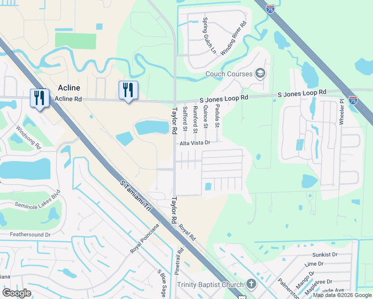 map of restaurants, bars, coffee shops, grocery stores, and more near 13 North Cardinal in Punta Gorda