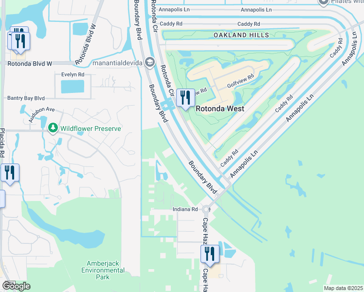 map of restaurants, bars, coffee shops, grocery stores, and more near 85 Rotonda Circle in Rotonda West