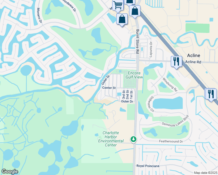 map of restaurants, bars, coffee shops, grocery stores, and more near 6th Street in Punta Gorda