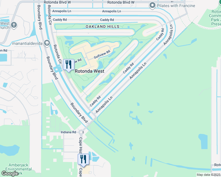 map of restaurants, bars, coffee shops, grocery stores, and more near 33 Caddy Road in Rotonda West