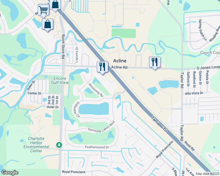 map of restaurants, bars, coffee shops, grocery stores, and more near 10211 Tamiami Trail in Punta Gorda