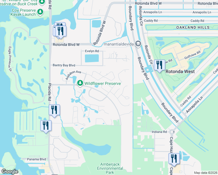 map of restaurants, bars, coffee shops, grocery stores, and more near 9021 Kestral Circle in Englewood