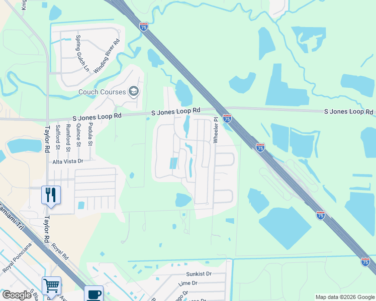 map of restaurants, bars, coffee shops, grocery stores, and more near 375 Potomac Drive in Punta Gorda
