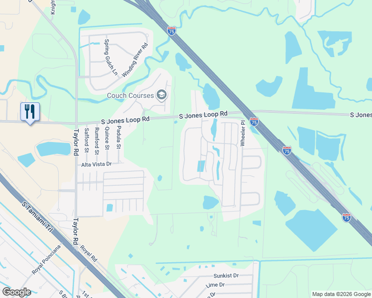 map of restaurants, bars, coffee shops, grocery stores, and more near Fairway Drive in Punta Gorda
